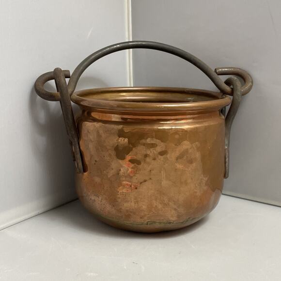Small‎ Dutch Copperware Handmade Copper Pot Wrought Iron Handle Cauldron Ireland - Picture 1 of 7